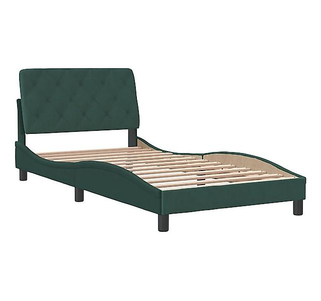 vidaXL Bett Bettgestell ohne Matratze Dunkelgrün 100x200 cm Samt günstig online kaufen
