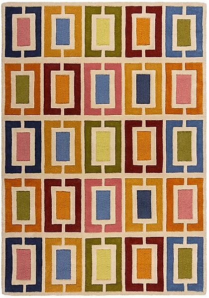 FLAIR RUGS Wollteppich Retro Blocks, rechteckig, günstig online kaufen