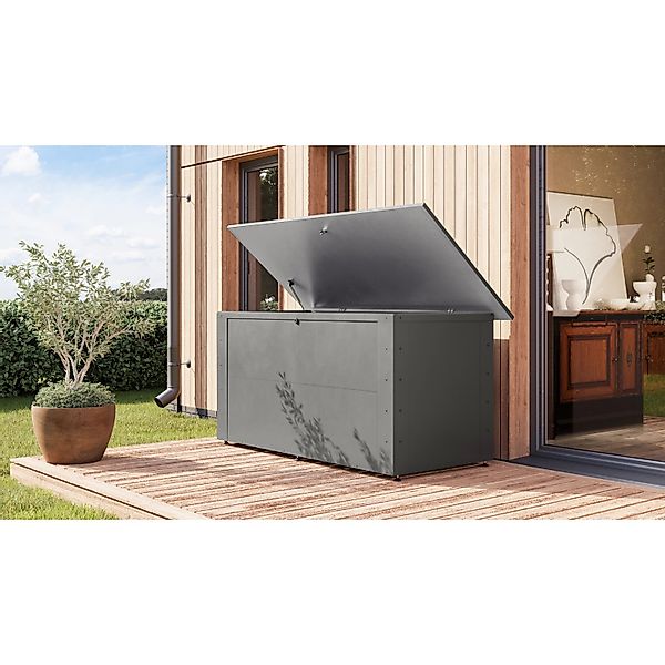 Karibu Garten-Aufbewahrungsbox Elara 1 Graualuminium 71 x 147,5 x 74,5 cm günstig online kaufen