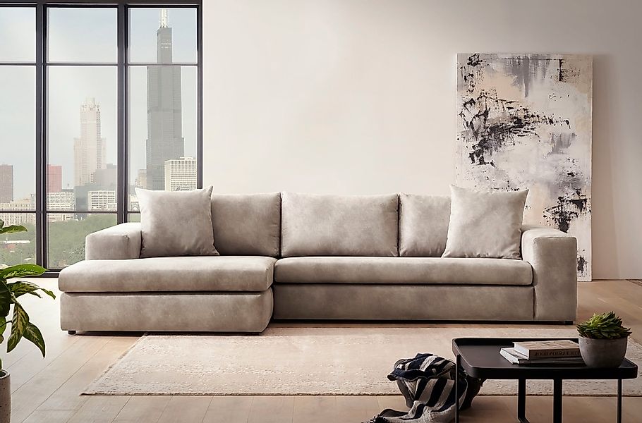 andas Ecksofa "SLEETLAND XXL in Samtvelours oder Vintage-Leder-Optik, L-For günstig online kaufen