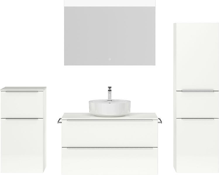 nobilia® Badmöbel-Set »Alvene«, (4 St., vormontiert, mit Soft-Close), Hochg günstig online kaufen