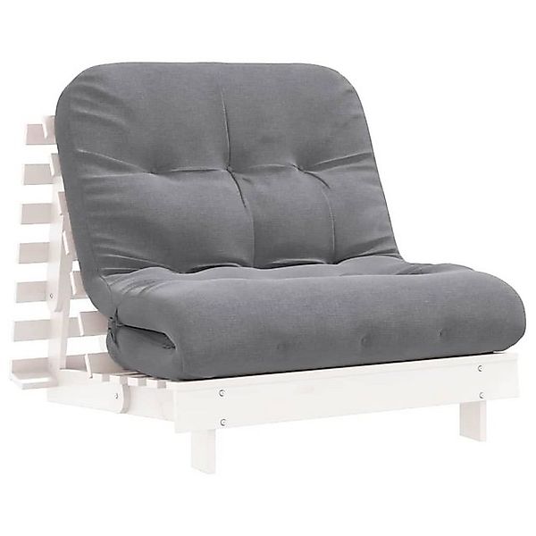 vidaXL Sofa, Futon Schlafsofa mit Matratze Weiß 80x206x11 Massivholz Kiefer günstig online kaufen