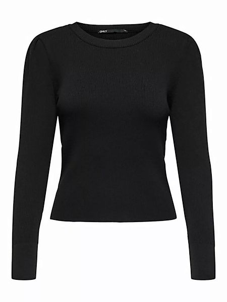 ONLY Körperbetonter Puffärmel- Pullover Damen Schwarz günstig online kaufen