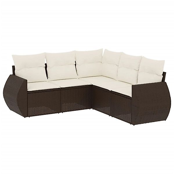 vidaXL 5-Tlg Garten-Sofagarnitur mit Kissen Braun Poly Rattan 3253690 günstig online kaufen