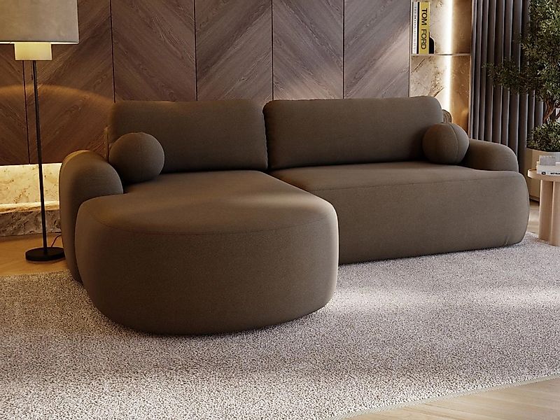 GrainGold Ecksofa L-Form AURIO mit Schlaffunktion und Bettkasten - Braun, L günstig online kaufen