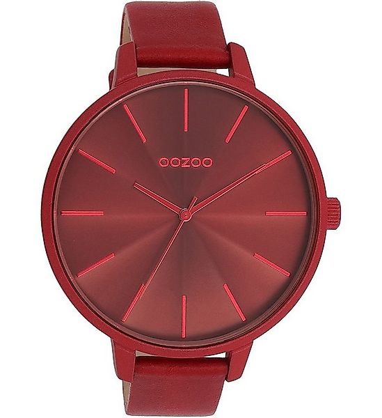 OOZOO Quarzuhr XL Damenuhr C11253 Dunkelrot Lederband 48 mm günstig online kaufen