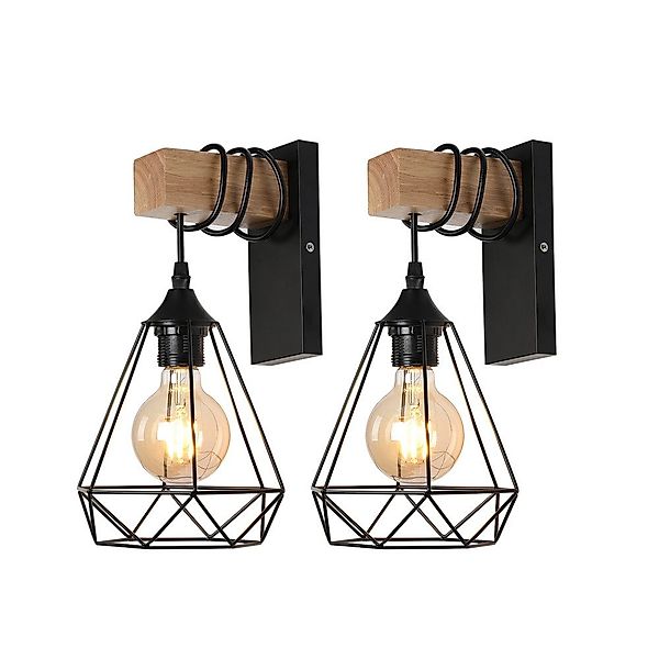 WILGOON Wandleuchte Retro Wandleuchte Holz Innen günstig online kaufen