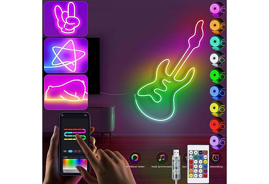 Jibenhome LED-Lichterkette LED Neonlicht Streifen, USB-betrieben LED-Streif günstig online kaufen