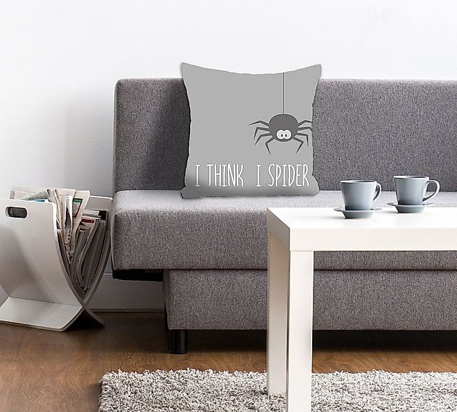 queence Dekokissen "I THINK I SPIDER" Kissenhülle,I think I spider,Spruch,W günstig online kaufen