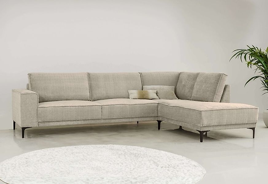 Places of Style Ecksofa »Polsterecke Oland, Struktur, Flachgewebe, Luxus-Mi günstig online kaufen