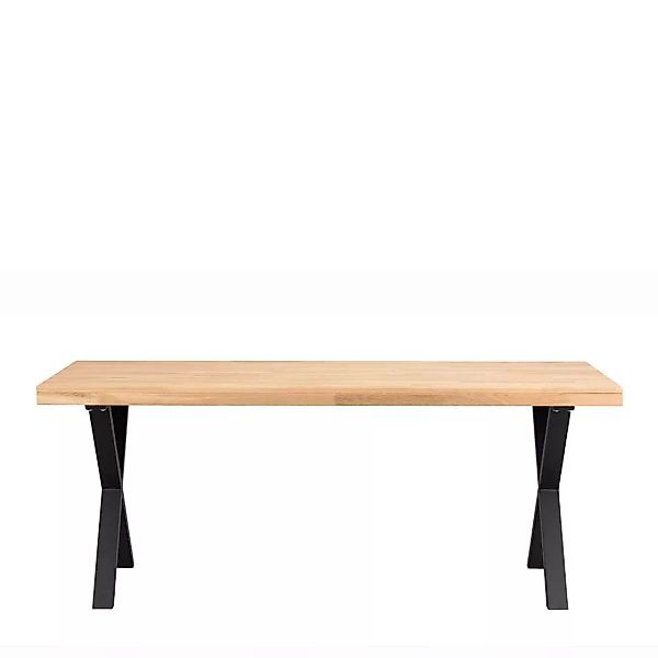 Esszimmertisch aus Eiche Massivholz und Metall 75 cm hoch günstig online kaufen
