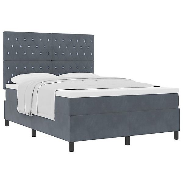 vidaXL Bett Boxspringbett mit Matratze Dunkelgrau 140x200 cm Samt (1-tlg) günstig online kaufen
