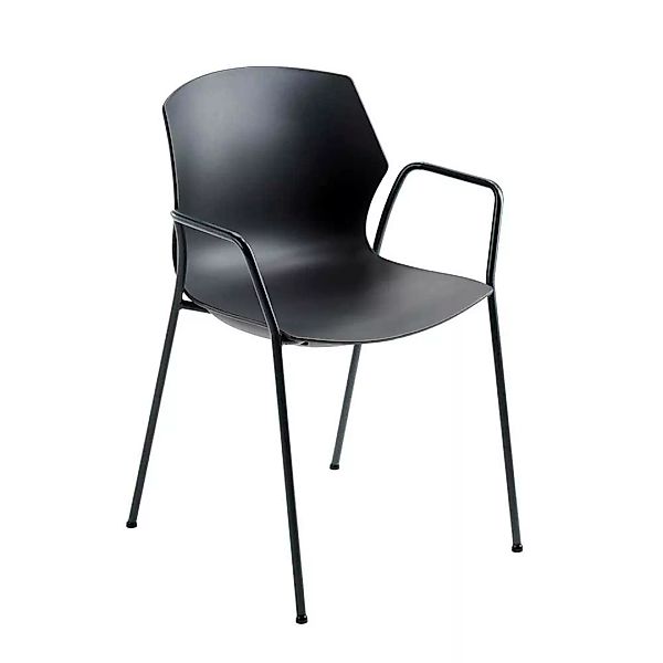 Armlehnen Kunststoff Stuhl in Anthrazit Metallgestell günstig online kaufen