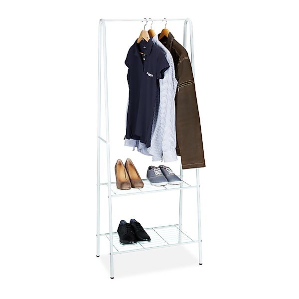 relaxdays Kleiderständer 2 Ablagen SANDRA, Weiß günstig online kaufen