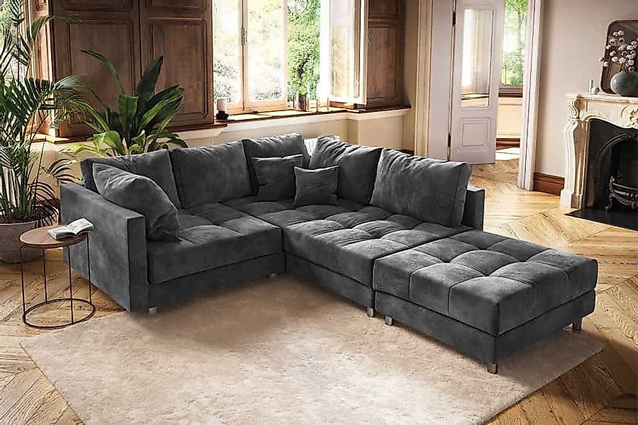 riess-ambiente Ecksofa KENT 220cm grau - inklusive Hocker, Set 1 Teile, Woh günstig online kaufen