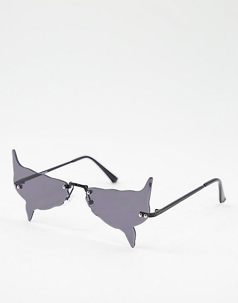 ASOS DESIGN – Rahmenlose Sonnenbrille im stacheligen Design in Schwarz mit günstig online kaufen
