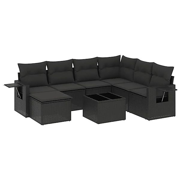 vidaXL 8-Tlg Garten-Sofagarnitur mit Kissen Schwarz Poly Rattan 3252842 günstig online kaufen