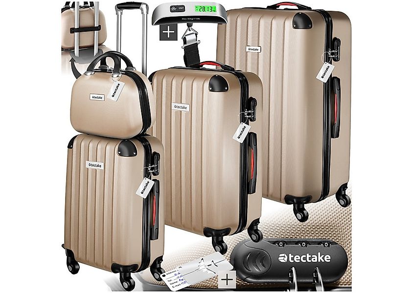 tectake Trolley Hartschalenkoffer-Set, 4 Rollen, 4-teilig, 3 Trolleys, 1 Be günstig online kaufen