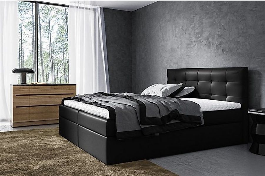 Fun Möbel Boxbett Schlafzimmerbett VIDE in Kunstleder Schwarz (inkl. Bettka günstig online kaufen