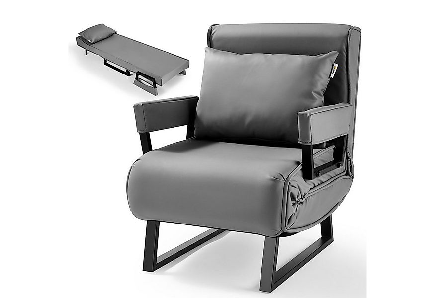 Makika Relaxliege Schlafsessel Schlafsofa Rio Kunstleder klappbar in Grau günstig online kaufen