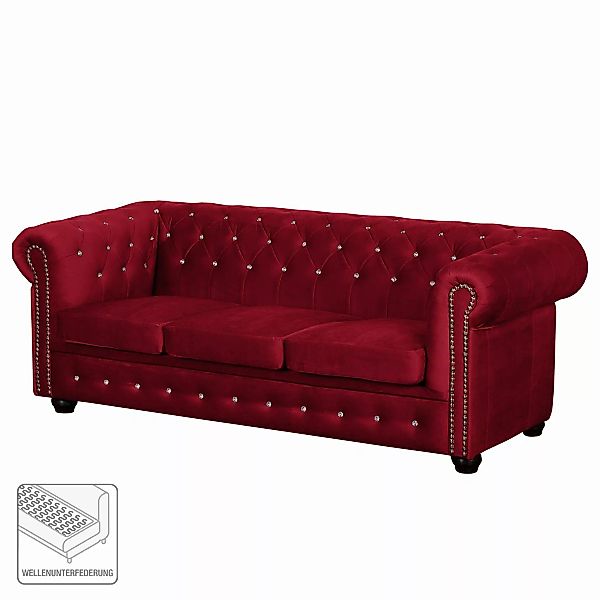 home24 Jack & Alice Sofa Torquay I 3-Sitzer Rot Microfaser 196x72x88 cm günstig online kaufen