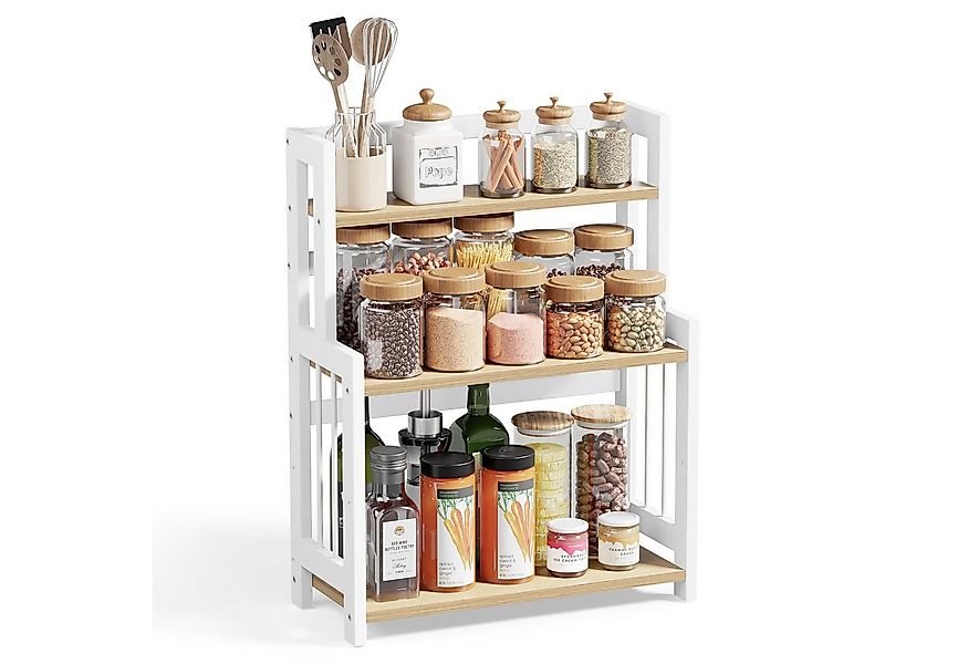 SONGMICS Gewürzregal, Gewürzregal mit 3 Ebenen, Küchenregal, Vintagebraun günstig online kaufen