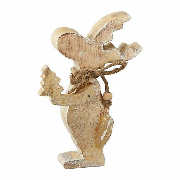 Deko-Figur ELCH Holz Glitzer klein ca. 14 cmH 1 Stück von CEPEWA Hellbraun günstig online kaufen