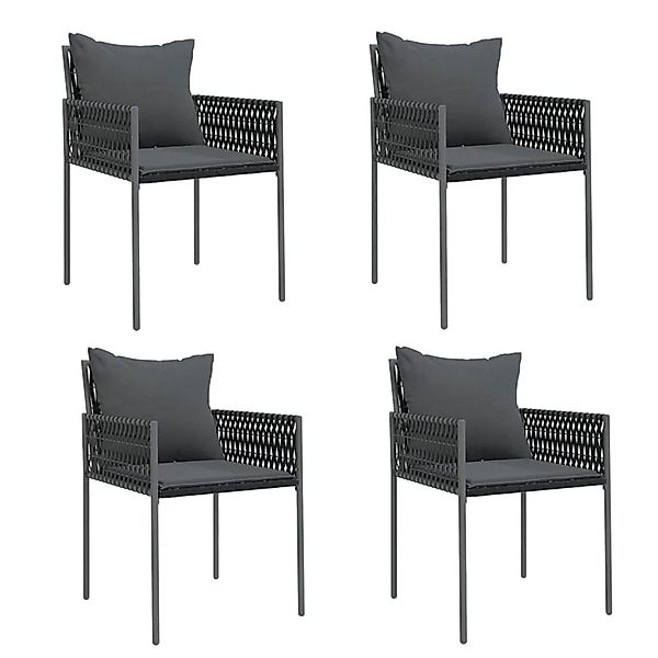 vidaXL Gartenstühle mit Kissen 4 Stk Schwarz 54x61x83 cm Poly Rattan 318708 günstig online kaufen