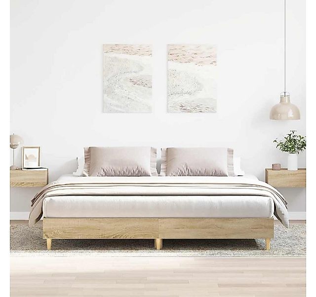 vidaXL Bettgestell Bettgestell ohne Matratze Sonoma-Eiche 200x200 cm Holzwe günstig online kaufen