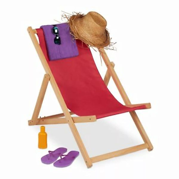 relaxdays Roter Liegestuhl aus Holz rot günstig online kaufen