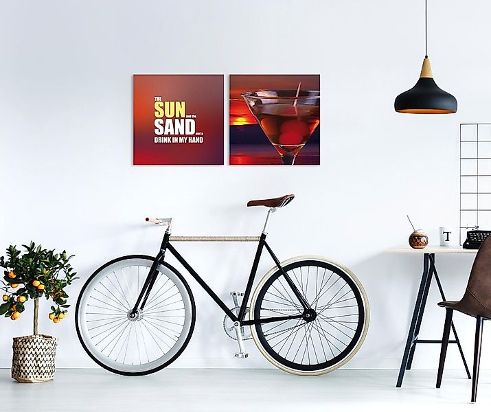 queence Leinwandbild »Sun, Sand & Drink«, Getränke-Bar & Lounges-Kunst-Mode günstig online kaufen