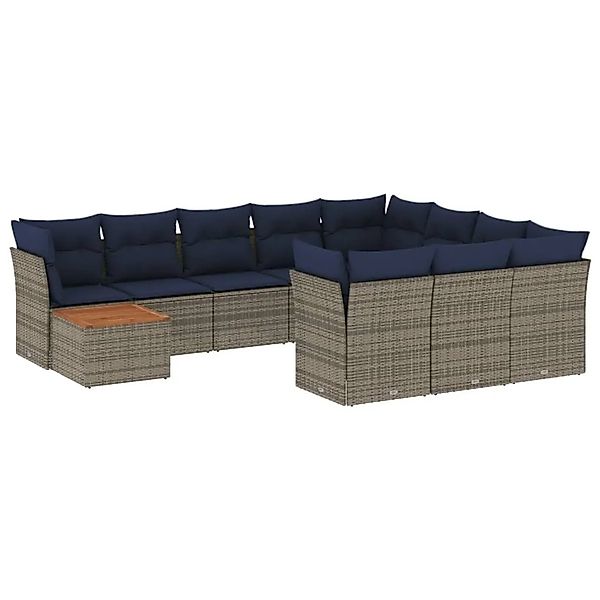 vidaXL 13-Tlg Gartensofa-Set mit Kissen Grau Polyrattan 3256320 günstig online kaufen