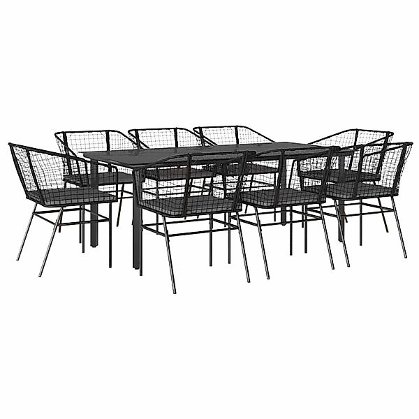 vidaXL 9-Tlg Garten-Essgruppe mit Kissen Schwarz Poly Rattan Glas 3334603 günstig online kaufen