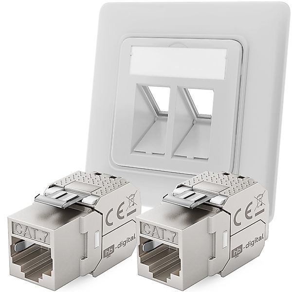 hb-digital Netzwerkdose Unterputz Einsatz 2 Port mit 2x Keystone Modul CAT günstig online kaufen