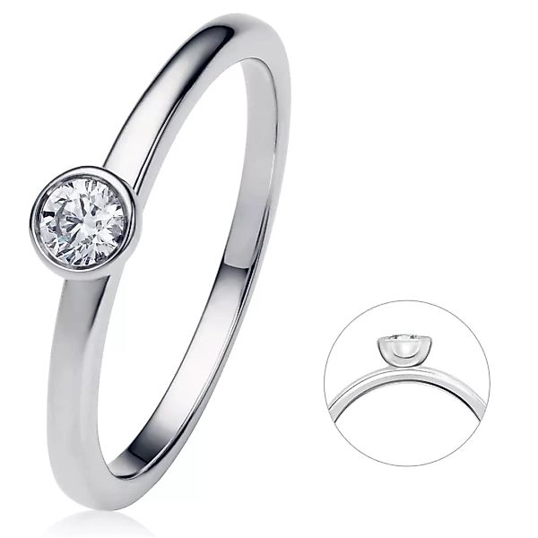ONE ELEMENT Diamantring "0.15 ct Diamant Brillant Zarge Ring aus 585 Weißgo günstig online kaufen