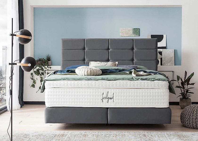 BettCo Boxspringbett Kansas (in Dunkelgrau Velours, günstig online kaufen