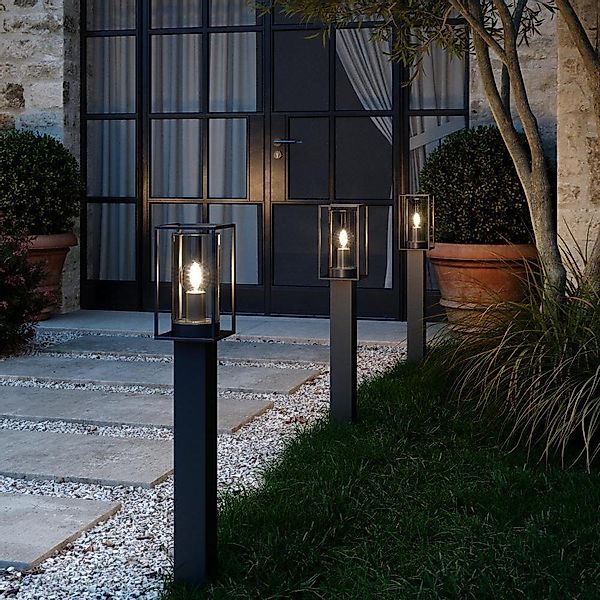 Wegeleuchte Griffin in Schwarz-transparent und Schwarz E27 IP44 günstig online kaufen