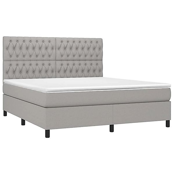 vidaXL Boxspringbett mit Matratze & LED Hellgrau 180x200 cm Stoff 3135133 günstig online kaufen