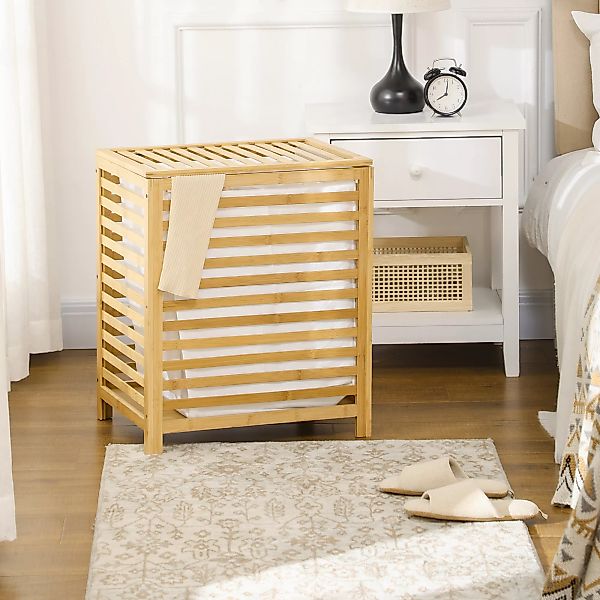 HOMCOM Wäschekorb 55L, Wäschesammler mit Deckel, günstig online kaufen
