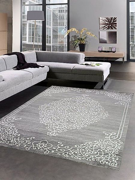Carpetia Teppich Teppich Wohnzimmerteppich Ornamente Design mit Glitzer gra günstig online kaufen
