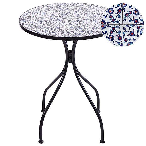 Beliani Gartentisch CAMPRENA Schwarz Blau Weiss 60x60x75 günstig online kaufen