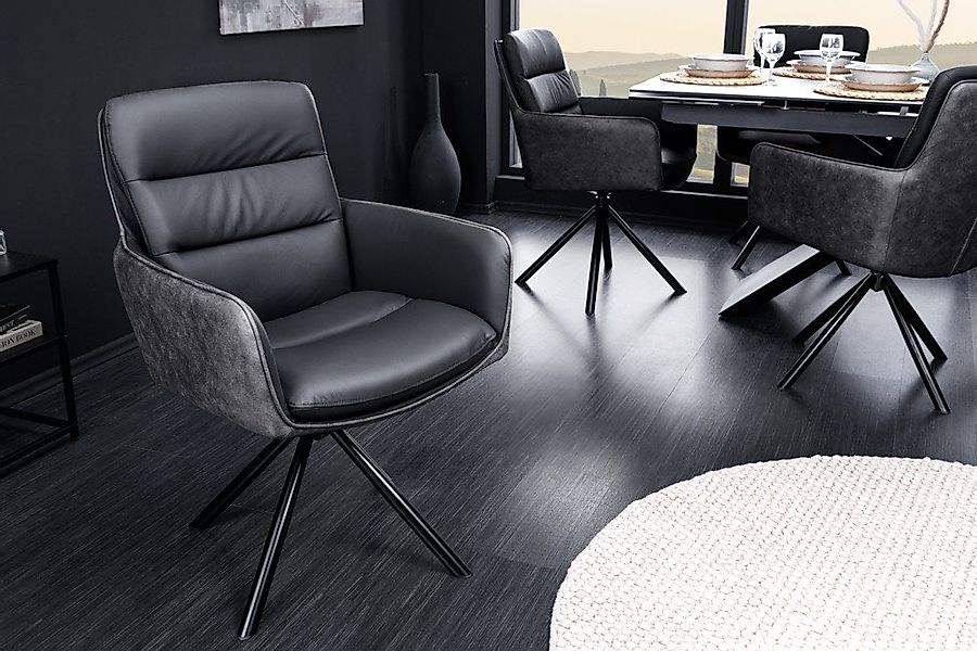 riess-ambiente Polsterstuhl BIG GEORGE anthrazit/schwarz - Echtleder & Micr günstig online kaufen