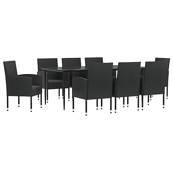 vidaXL 9-Tlg Garten-Essgruppe Schwarz Poly Rattan und Stahl 3203343 günstig online kaufen