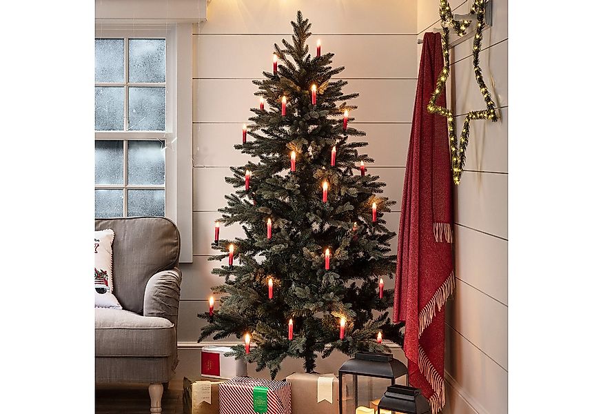 Lights4fun LED-Christbaumkerzen 20er LED Weihnachtsbaumkerzen rot günstig online kaufen