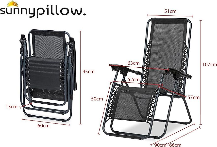 sunnypillow Gartenstuhl Sonnenliegen Liegestuhl Gartenstühle mit Getränkeha günstig online kaufen