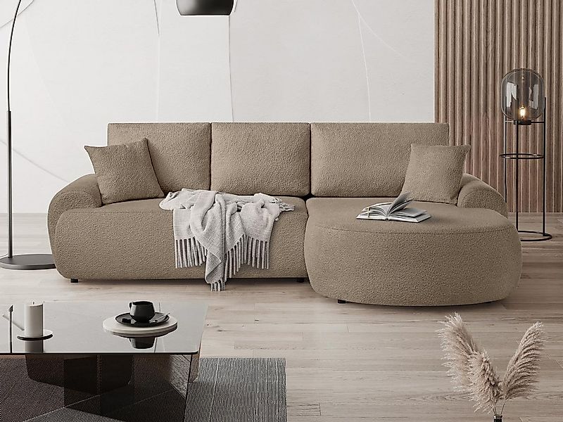 Beautysofa Ecksofa mit Kissen aus Bouclé-Stoff TEDDY, In vielen Farben zur günstig online kaufen