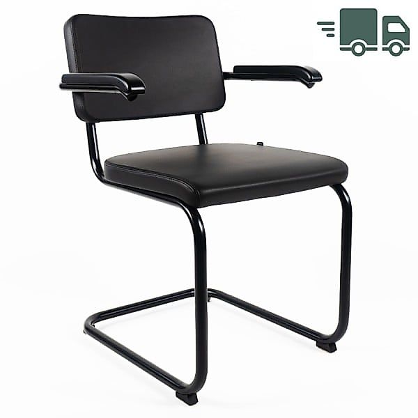 THONET Stahlrohr-Freischwinger S 64 PV mit Armlehnen | Polstersitz Nappaled günstig online kaufen