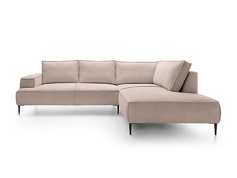 Goldstoff Ecksofa Cord VESPA L Beige – großes Wohnlandschaft Sofa L-Form, G günstig online kaufen