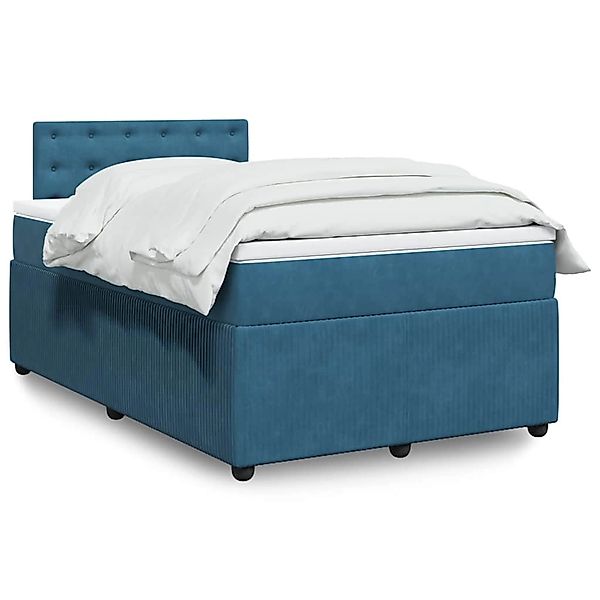 vidaXL Boxspringbett mit Matratze Blau 120x200 cm Samt 3290026 günstig online kaufen