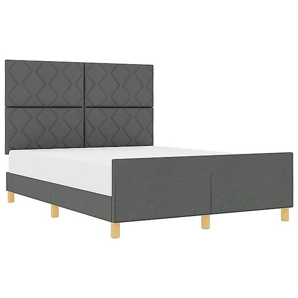 vidaXL Bett Bettgestell Dunkelgrau 140x190 cm Stoff (1-tlg) günstig online kaufen